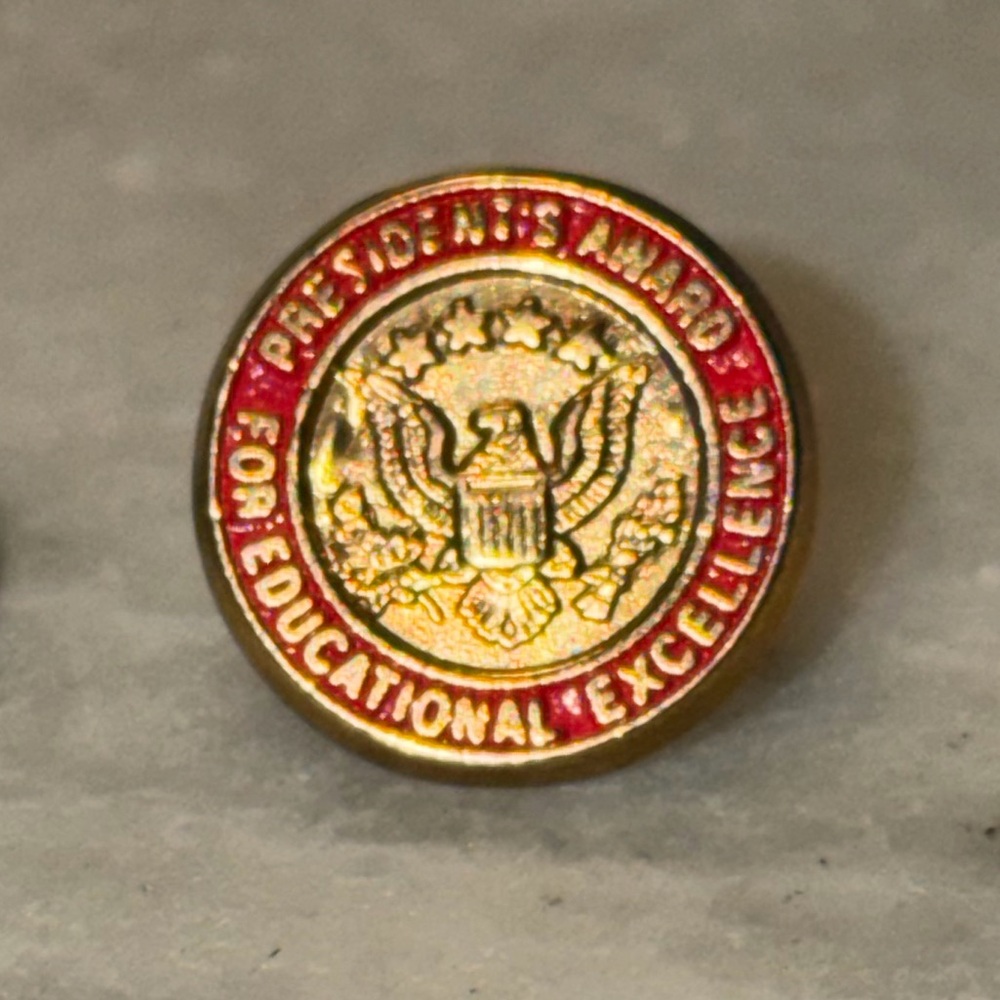 Gold and Red Educational Excellence Pin